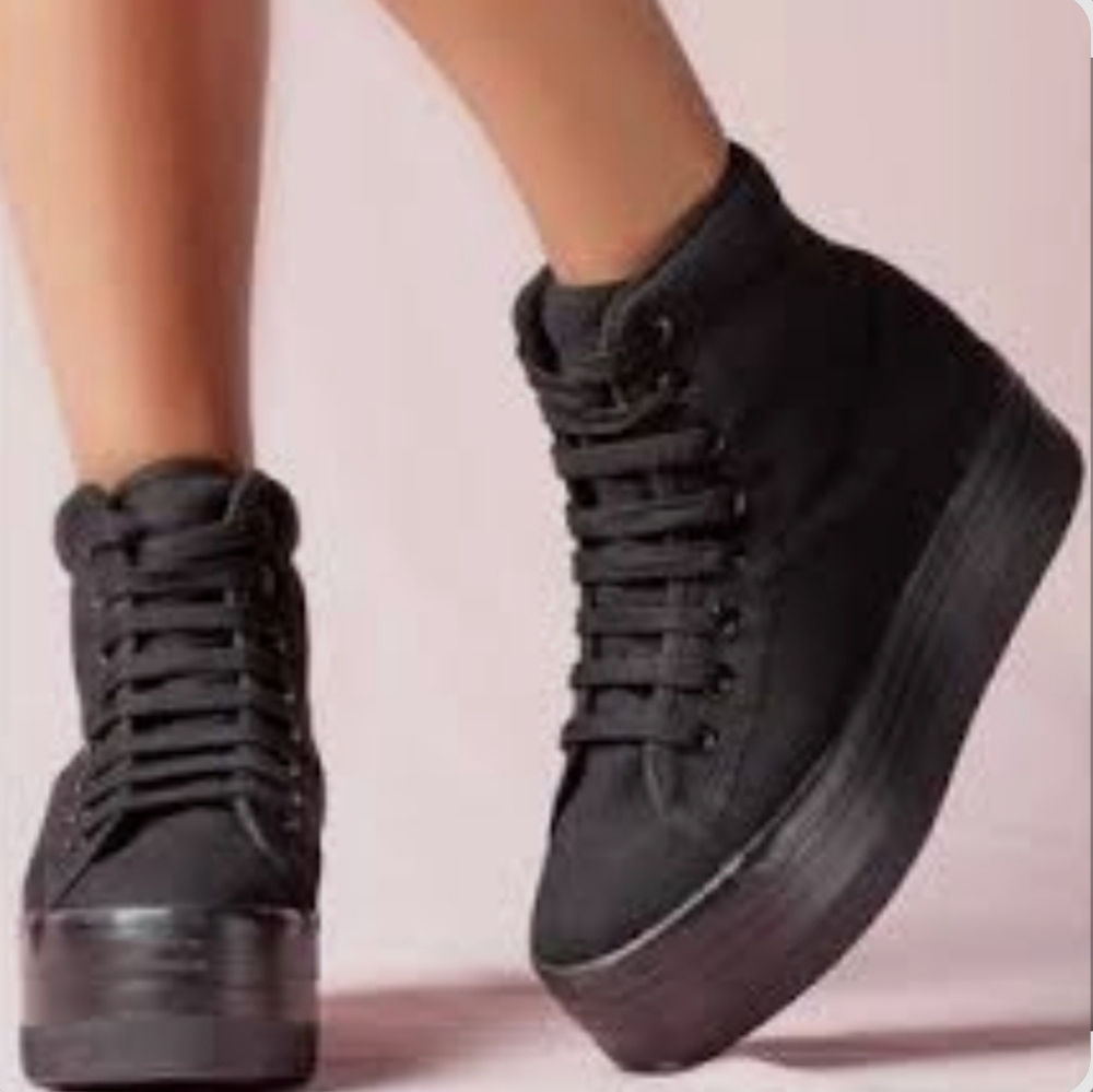 Women's Black Platform Sneakers